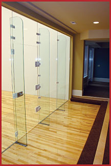 Racquetball court installation and construction building materials